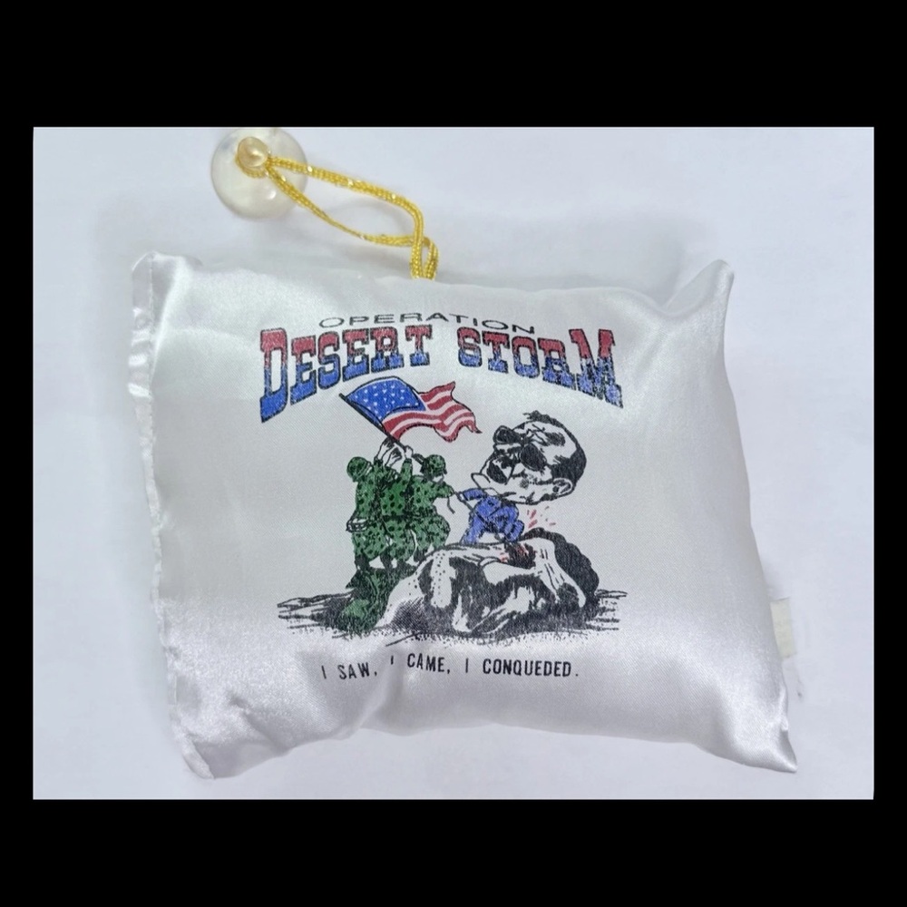 Vintage 90-91 Operation Desert Storm Collectible Mini-Pillow Hanging Suction Cup